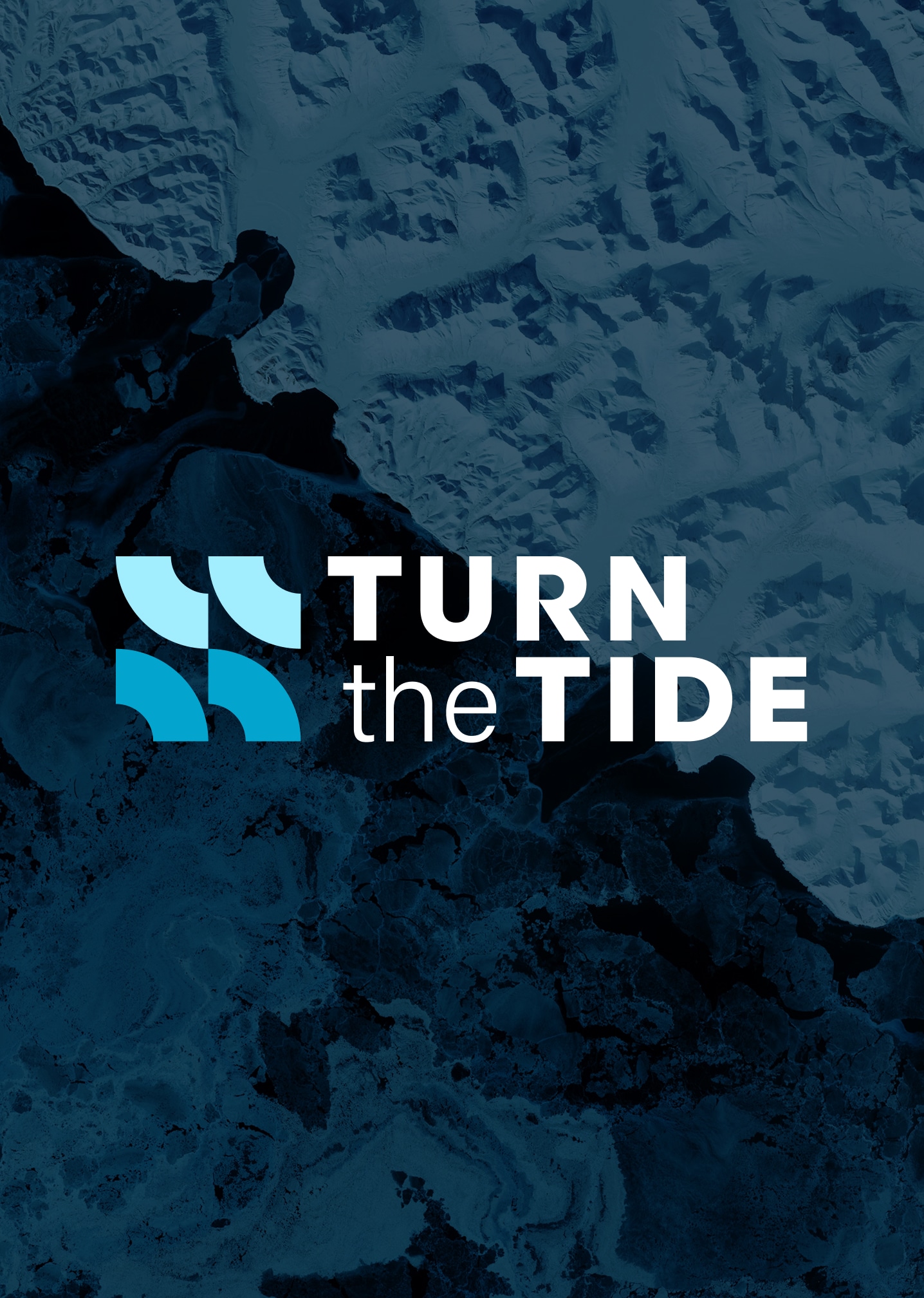 Turn the Tide program logo over an image of icebergs and ocean